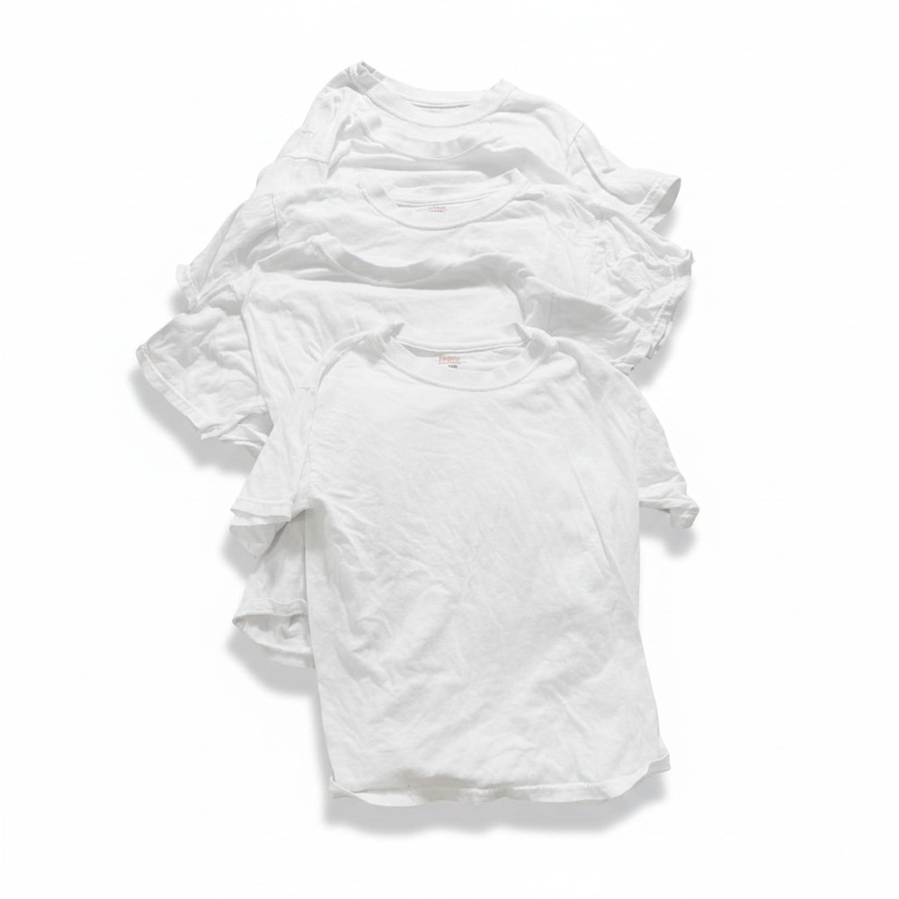 Hanes M White Short Sleeve T-Shirt 4 Pack Kids Casual Athleisure ComfortSoft